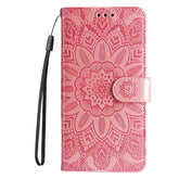 Embossed Sunflower Leather Phone Case